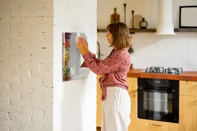 Beschreibbare Magnettafel mit Motiv Gemüse auf Holz