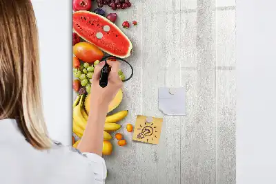 Beschreibbare Magnettafel mit Motiv Gemüse auf Holz