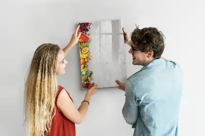 Beschreibbare Magnettafel mit Motiv Gemüse auf Holz