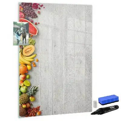 Beschreibbare Magnettafel mit Motiv Gemüse auf Holz