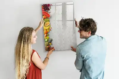 Beschreibbare Magnettafel mit Motiv Gemüse auf Holz