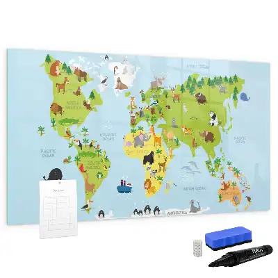 Beschreibbare Magnettafel mit Tier-Weltkarte