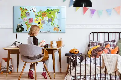 Beschreibbare Magnettafel mit Tier-Weltkarte