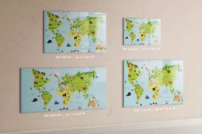 Beschreibbare Magnettafel mit Tier-Weltkarte