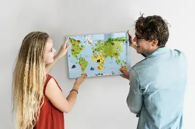 Beschreibbare Magnettafel mit Tier-Weltkarte