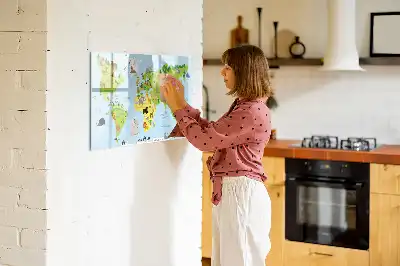 Beschreibbare Magnettafel mit Tier-Weltkarte
