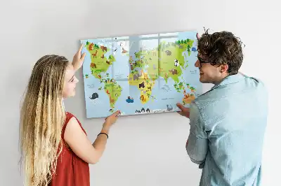 Beschreibbare Magnettafel mit Tier-Weltkarte