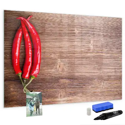 Schreibmagnettafel mit Chilischoten-Motiv