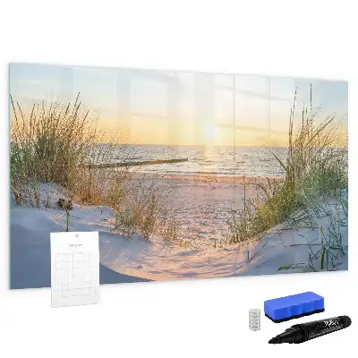 Beschreibbare Magnettafel mit Motiv Sonnenuntergang am Strand