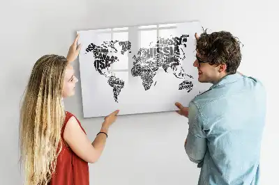 Schreibbare Weltkarte als Magnettafel beschreibbare Wandtafel im Weltkartendesign