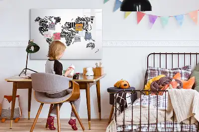 Schreibbare Weltkarte als Magnettafel beschreibbare Wandtafel im Weltkartendesign