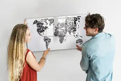 Schreibbare Weltkarte als Magnettafel beschreibbare Wandtafel im Weltkartendesign