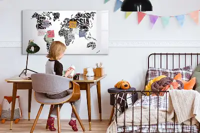 Schreibbare Weltkarte als Magnettafel beschreibbare Wandtafel im Weltkartendesign