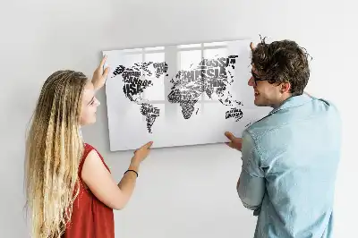 Schreibbare Weltkarte als Magnettafel beschreibbare Wandtafel im Weltkartendesign