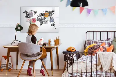 Schreibbare Weltkarte als Magnettafel beschreibbare Wandtafel im Weltkartendesign