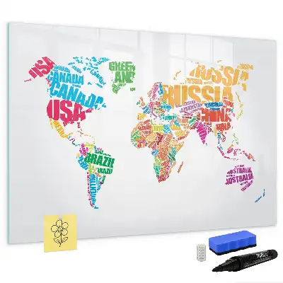 Beschreibbare Magnettafel mit bunten Ländernamen
