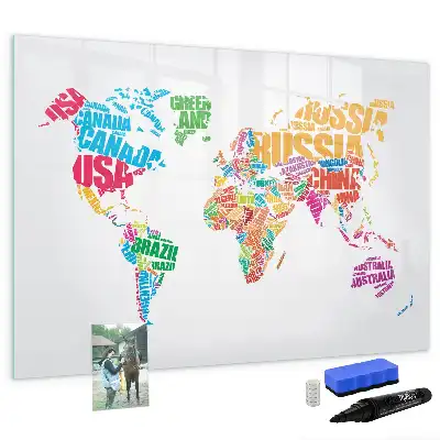 Beschreibbare Magnettafel mit bunten Ländernamen