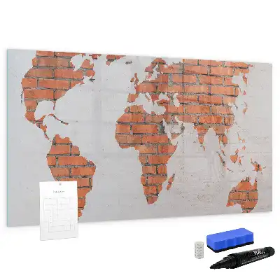 Beschreibbare Magnettafel Weltkarte auf Ziegeln