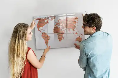 Beschreibbare Magnettafel Weltkarte auf Ziegeln