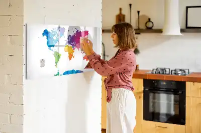 Beschreibbare Magnettafel mit Motiv einer abstrakten Weltkarte