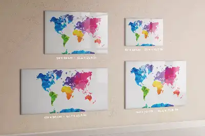 Beschreibbare Magnettafel mit Motiv einer abstrakten Weltkarte