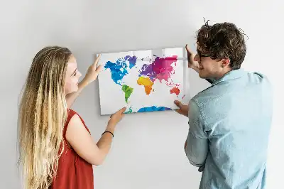 Beschreibbare Magnettafel mit Motiv einer abstrakten Weltkarte