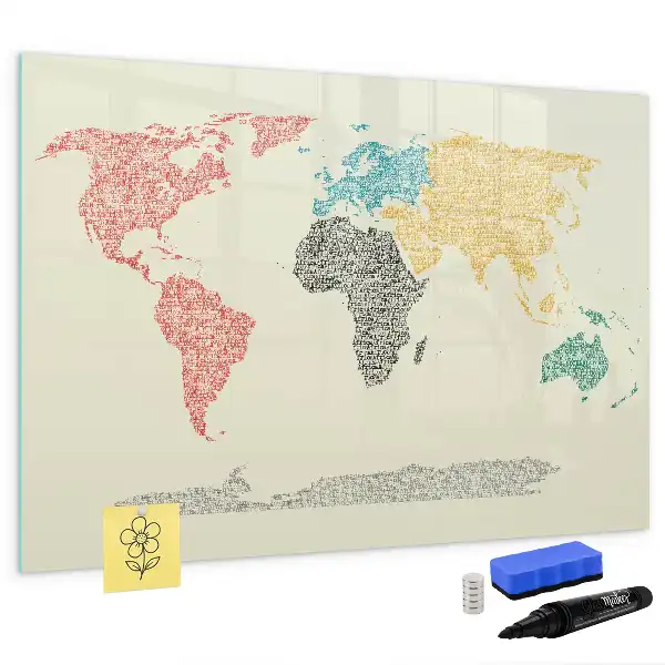 Magnetische Weltkarte aus Buchstaben beschreibbare Magnettafel