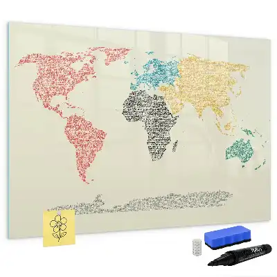 Magnetische Weltkarte aus Buchstaben beschreibbare Magnettafel