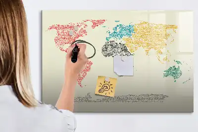 Magnetische Weltkarte aus Buchstaben beschreibbare Magnettafel