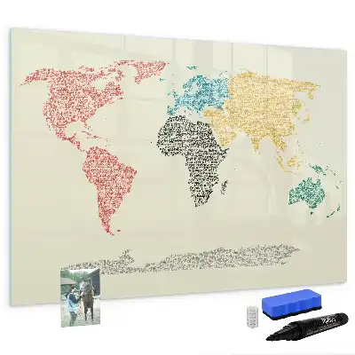 Magnetische Weltkarte aus Buchstaben beschreibbare Magnettafel