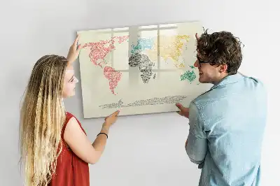 Magnetische Weltkarte aus Buchstaben beschreibbare Magnettafel
