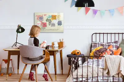 Magnetische Weltkarte aus Buchstaben beschreibbare Magnettafel