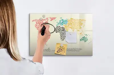 Magnetische Weltkarte aus Buchstaben beschreibbare Magnettafel