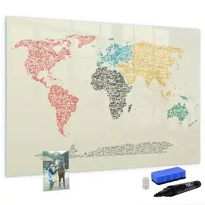 Magnetische Weltkarte aus Buchstaben beschreibbare Magnettafel