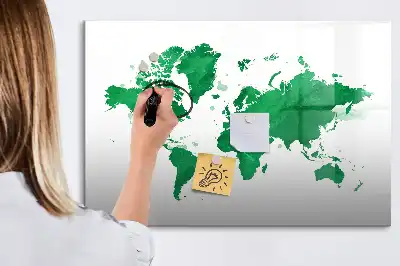 Beschreibbare Magnettafel in Form einer grünen Weltkarte