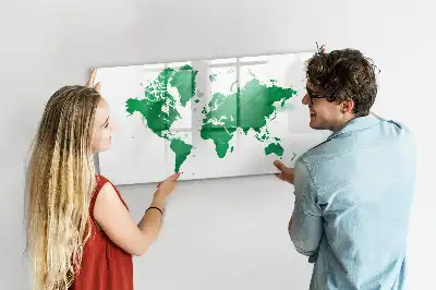 Beschreibbare Magnettafel in Form einer grünen Weltkarte