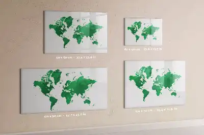 Beschreibbare Magnettafel in Form einer grünen Weltkarte