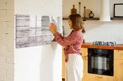 Beschreibbare Magnettafel im Design Holzbretter-Muster