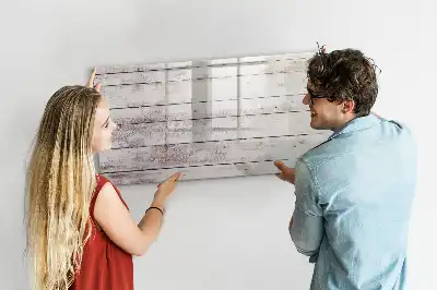 Beschreibbare Magnettafel im Design Holzbretter-Muster