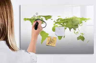 Schreib-Magnettafel mit Aquarell-Weltkarten-Motiv