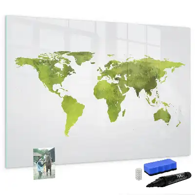Schreib-Magnettafel mit Aquarell-Weltkarten-Motiv