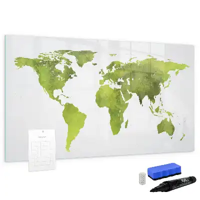 Schreib-Magnettafel mit Aquarell-Weltkarten-Motiv