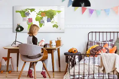 Schreib-Magnettafel mit Aquarell-Weltkarten-Motiv