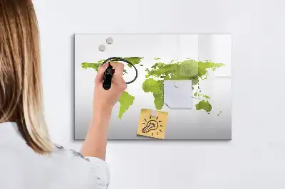 Schreib-Magnettafel mit Aquarell-Weltkarten-Motiv