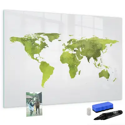 Schreib-Magnettafel mit Aquarell-Weltkarten-Motiv