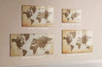 Beschreibbare Magnettafel mit Motiv einer gemalten Weltkarte