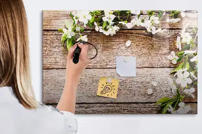 Schreib-Magnettafel mit Motiv Blumen auf Holz