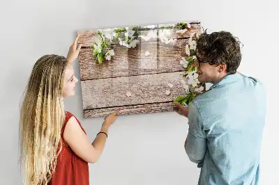 Schreib-Magnettafel mit Motiv Blumen auf Holz