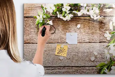 Schreib-Magnettafel mit Motiv Blumen auf Holz