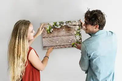Schreib-Magnettafel mit Motiv Blumen auf Holz